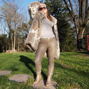 Wilfred Tan Vegan Patent Leather Pants Beige